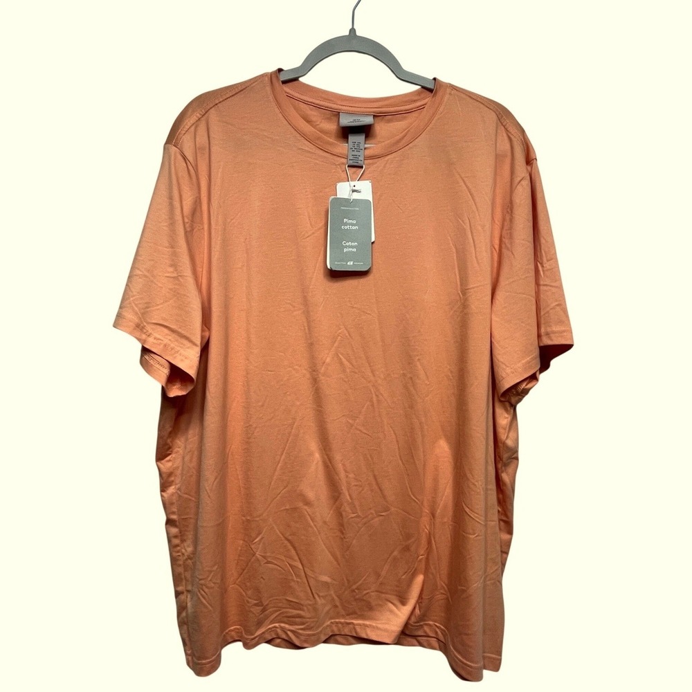 H&M Premium Selection Pima Cotton T-Shirt Orange Mens XXL Classic Brocore